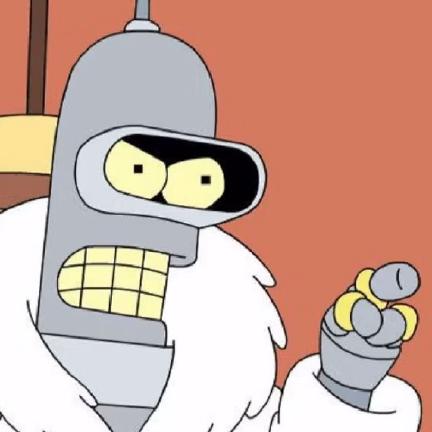 Bender in his pimp era, pointing aggressively.