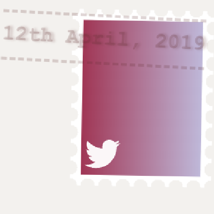 A CSS generated postage stamp with the twitter logo